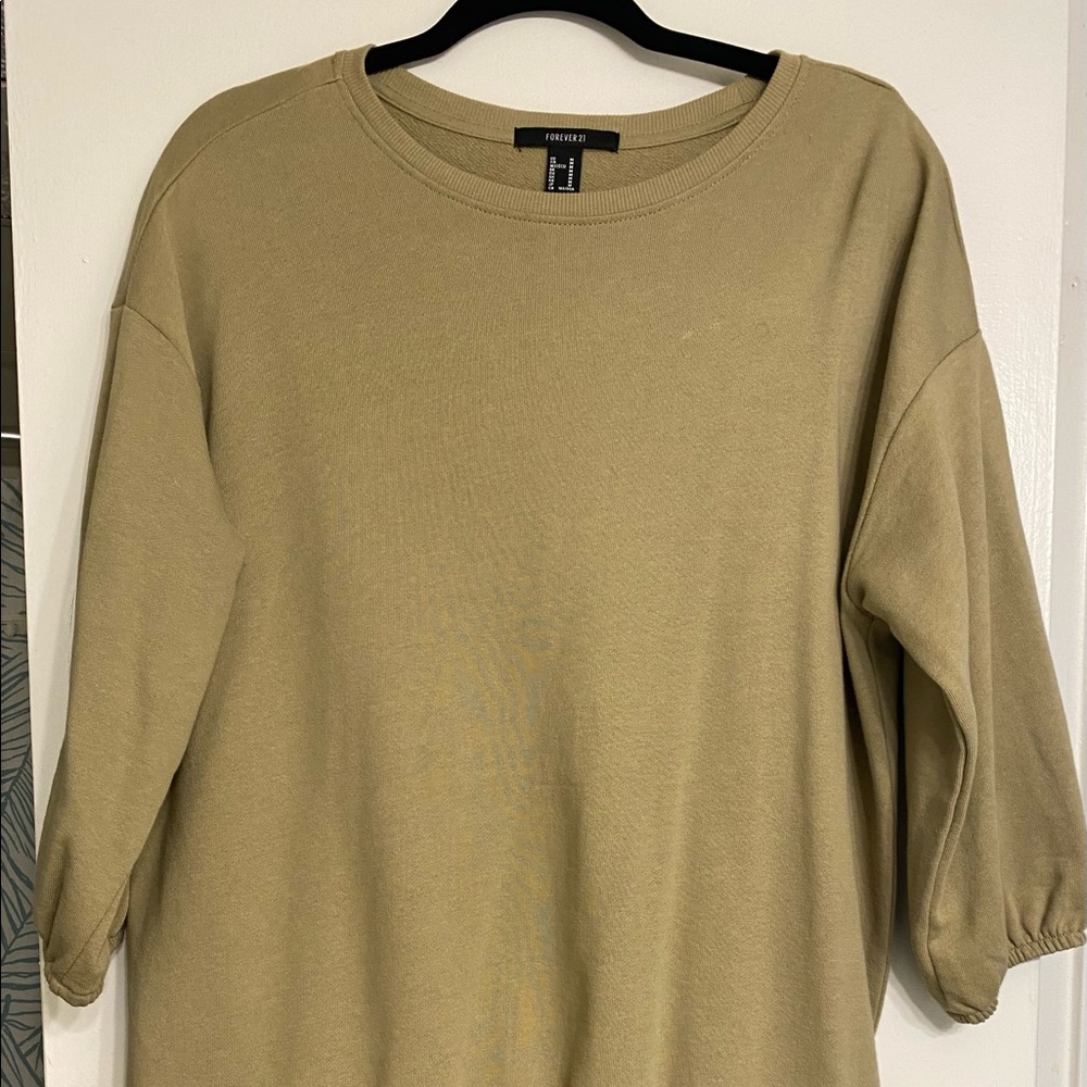 Flounce-Hem Mini Dress (Forever 21) Tan, Size: Medium